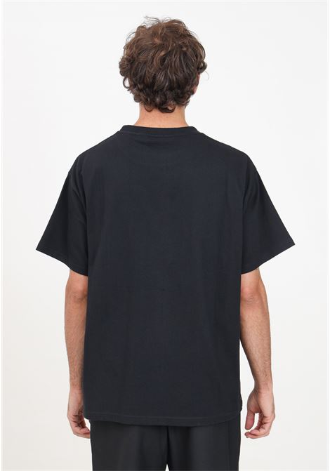 Men's black short-sleeved T-shirt with sponge logo print JUST CAVALLI | 77OAHA06CJ718899